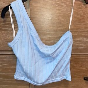 Small Light Blue One-Strap Crop Top